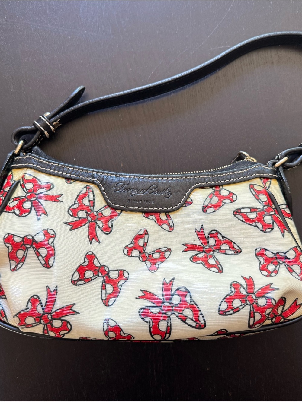 Dooney & Bourke Cream Shoulder Bag Polka-Dot Bow Print Minnie Mouse/Disney